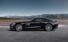 Side, wheels, balck Mercedes-AMG GT S, Brabus, 2015, tuning, sport, supercar, lanscape, tuning