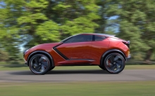 Red Nissan Gripz Concept, 2015, new, side. speed, wheels, future, design, forest, door