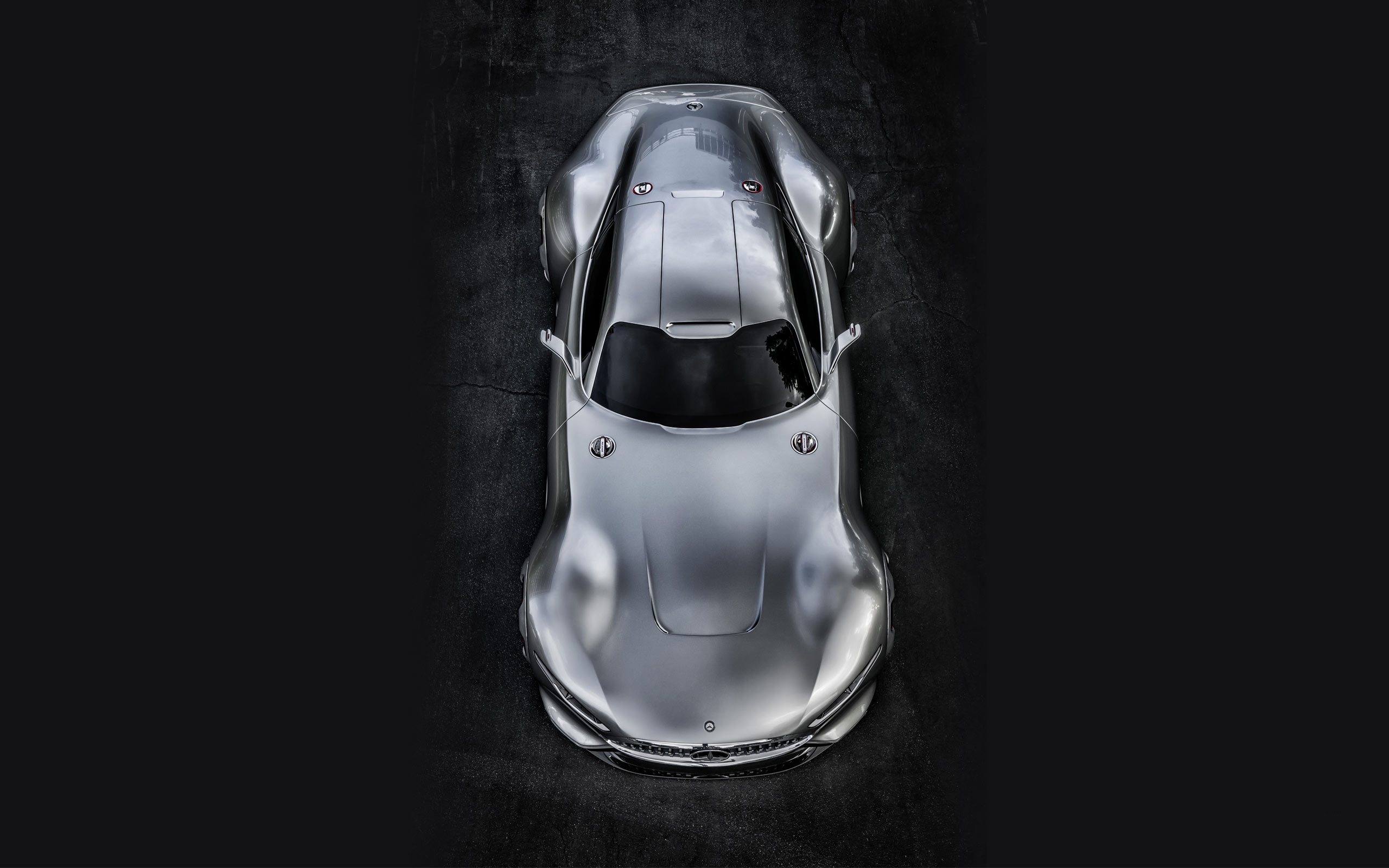 Mercedes Vision Gran Turismo Concept, Мерседес Гран Туризмо, серебристый, концепт, сверху