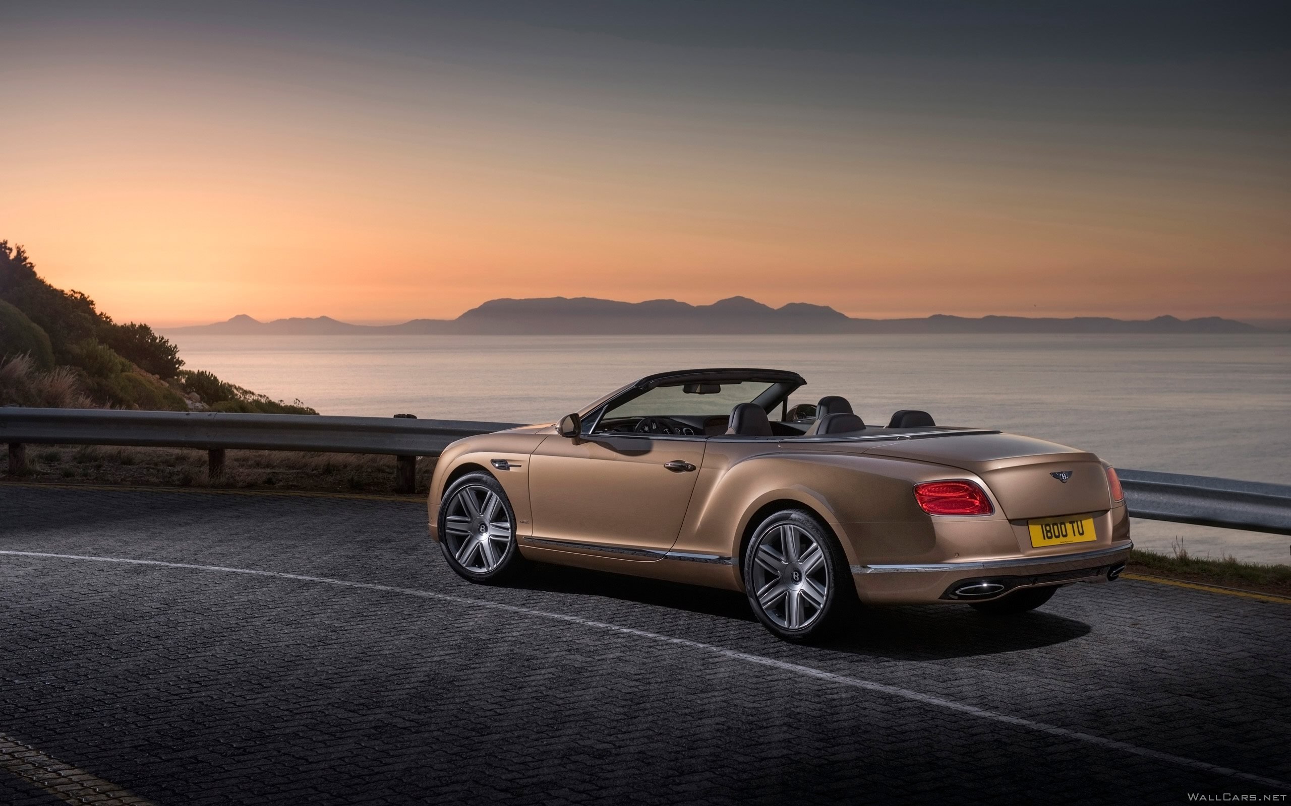Фото, закат, море, пейзаж, кабриолет, Bentley Continental GT Convertible,  2015, стиль