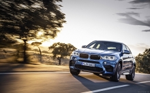 Скорость, закат, природа, новинка, синий BMW X6 M, БМВ, 2015, фары, фото, пейзаж