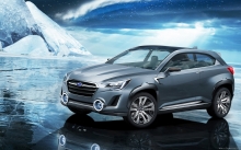 Новый Subaru Viziv Concept на льду, Субару Визив, отражение, ночь, звезды