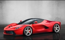 Красная Ferrari LaFerrari, Феррари ЛаФеррари, черная крыша, диски, новинка