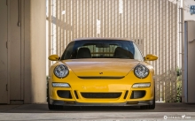 Анфас, Porsche 911 GT3 V-FF, Vorsteiner, 2016, передок, желтый, капот, фары, взгляд