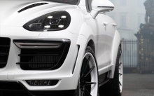 Details Porsche Cayenne Vantage, TopCar, 2015, headlights, wheels, bumper, white, tuning