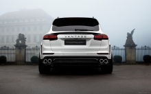 Back, Porsche Cayenne Vantage, TopCar, 2015, white, rear lights, fog, castle, photo, tuning