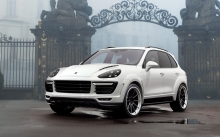 White Porsche Cayenne Vantage, TopCar, 2015, tuning, front, lights, wheels, bumper, hood
