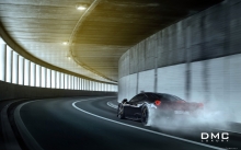 Дым из-под колес Феррари 458 Италия, Черная Ferrari Italia, DMC, тюнинг, скорость, фото Феррари, тоннель