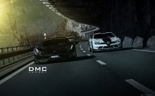 Черный Феррари 458 Италия, Ferrari Italia, DMC, Mercedes SLS class, суперкары, тоннель, Альпы, горы, Фото Феррари и Мерседес