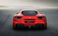 Фонари, выхлоп, новая Ferrari 488 GTB, Феррари, 2015, экстерьер, туман, асфальт, следы