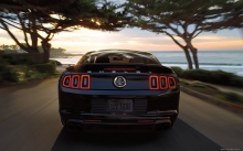 Черный Ford Mustang Shelby, Форд Мустанг, океан, закат, пейзаж