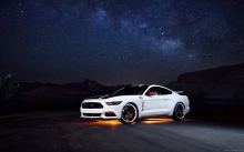 Небо, ночь, звезды, Ford Mustang GT Apollo, 2015, подсветка, неон, тюнинг, NASA, light, stars, sky, night, tuning, USA