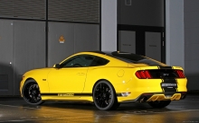 Желтый Ford Mustang GT Fastback, GeigerCar, 2015, диски, тюнинг, бампер, обвесы, tuning, yellow, wheels, muscle car