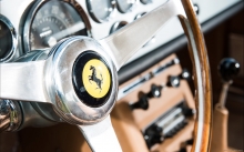 Руль Ferrari 250 GTE, 1962, значок, логотип, макро, салон, интерьер, logo, macro, interior, retro