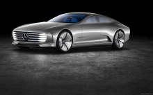 Silver Mercedes-Benz Concept IAA, 2015, wheels, front, hood, logo, future, side