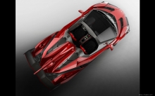 Красный Lamborghini Veneno Roadster, вид сверху на Ламборджини Венено, дизайн, суперкар, сиденья, салон