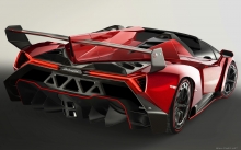 Задние обвесы и спойлер на Lamborghini Veneno Roadster, Ламборджини Венено, красный, карбон, задние фонари