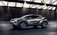 Silver Toyota C-HR Concept, 2015, motion, front, side, hood, headlights, future