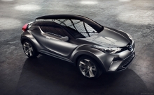 Серебристый Toyota C-HR Concept, 2015, капот, крыша, блеск, концепт, диски, будущее