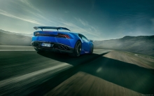 Синий Lamborghini Huracan N-Largo, Novitec Torado, 2015, спойлер, детали, трасса, фонари