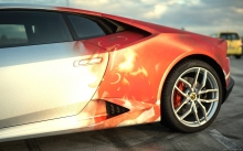 Огненный Lamborghini Huracan, Print Tech, 2016, цвет, диски, пороги, детали, тюнинг
