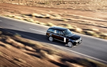 Черный Range Rover, трасса, пустыня, скорость, тень