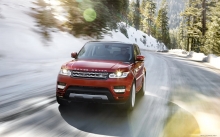 Передок Рендж Ровер, Range Rover Sport, лес, зимняя дорога, фары, природа, пейзаж