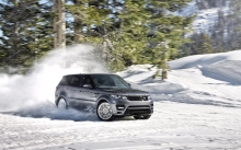 Новый Range Rover Sport, Рендж Ровер, снег, занос, диски, передок, деревья, лес