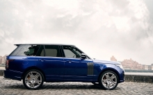 Профиль, синий Range Rover, автотюнинг, диски, набережная