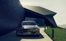 Анфас, BMW Vision Future Luxury Concept, БМВ Концепт, фары, решетка, коттедж, солнце, газон