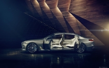 Интерьер в BMW Vision Future Luxury Concept, БМВ Концепт, салон, двери,сбоку, диски, люксовый автомобиль
