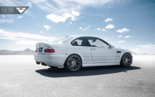 White BMW M3 E46, Vorsteiner, 2000-2006, back, rims, tuning, desert, sky, coupe