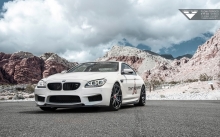 Передок BMW M6 Aero, Vorsteiner, 2015, Trinity Autosport, тюнинг, горы, пейзаж, облака, фары