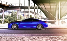 Синий BMW M6 Hamann, 2015, профиль, диски, тонировка, длина, автотюнинг