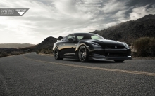 Черный Nissan GT-R R35, Vorsteiner, 2015, суперкар, передок, трасса, диски, тюнинг, front, supercar, wheel, tuning