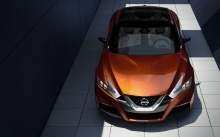 Анфас Nissan Sport Sedan, Concept, крыша, капот, передок, салон, тень, концепт